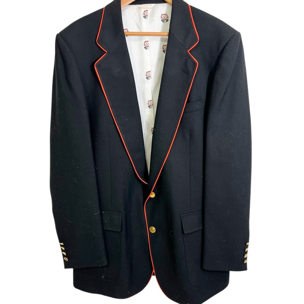 Vtg Princeton Worsted Wool Blazer Tiger Lining ?1991 Matching Suspenders 46L